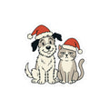 Holiday Dog and Cat Sticker — Cute Pets in Santa Hats Kiss-Cut Sticker