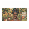 African Woman Art Desk Mat — Boho Floral Desk Pad for Home Office