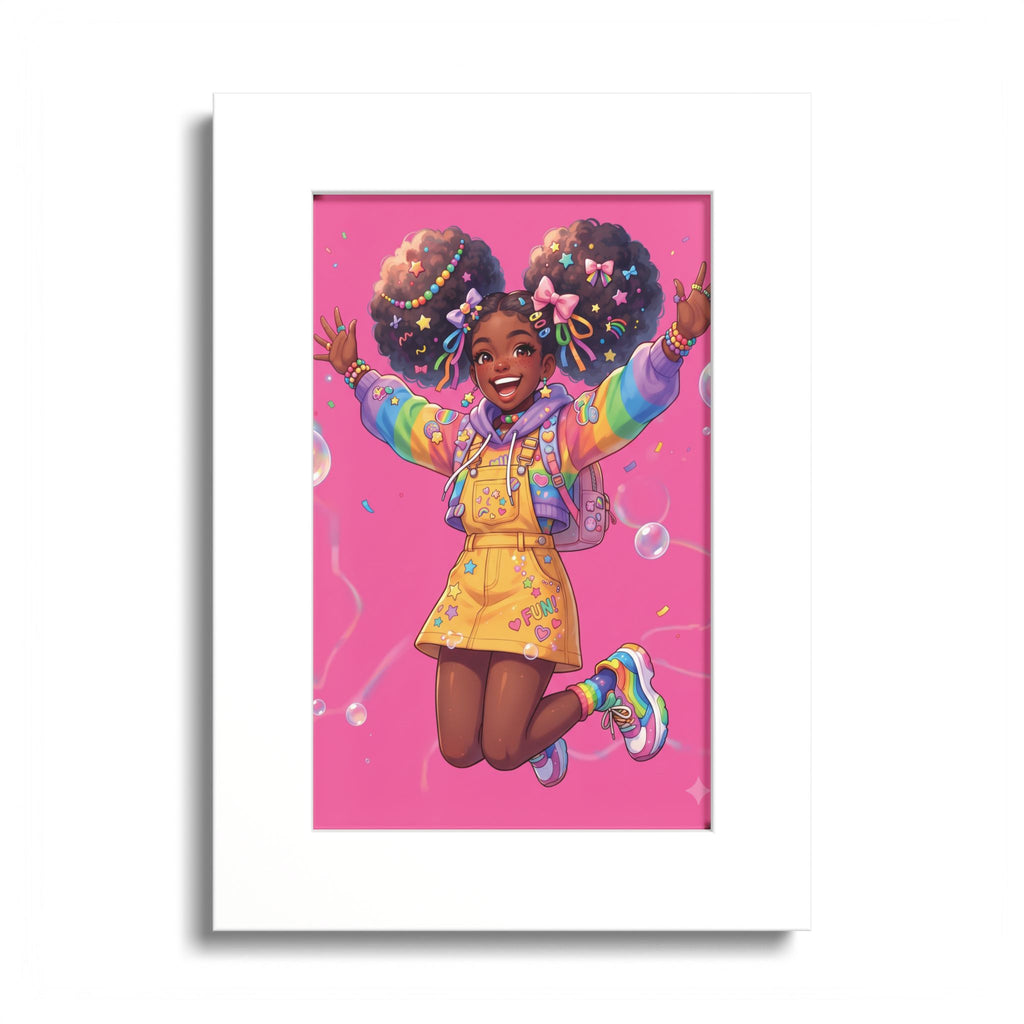 Colorful Black Anime Girl Poster — Vibrant Afrocentric Wall Art Print