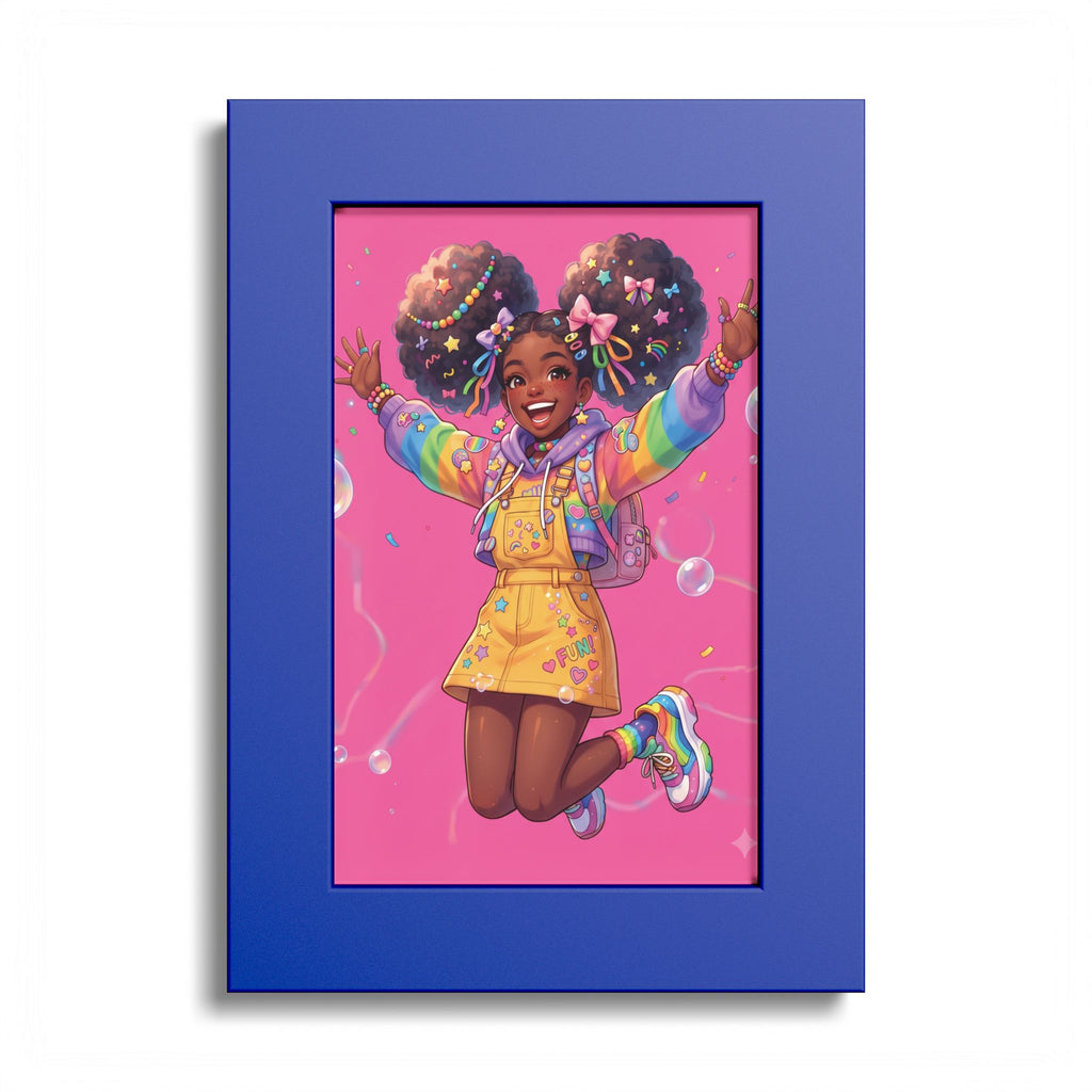 Colorful Black Anime Girl Poster — Vibrant Afrocentric Wall Art Print
