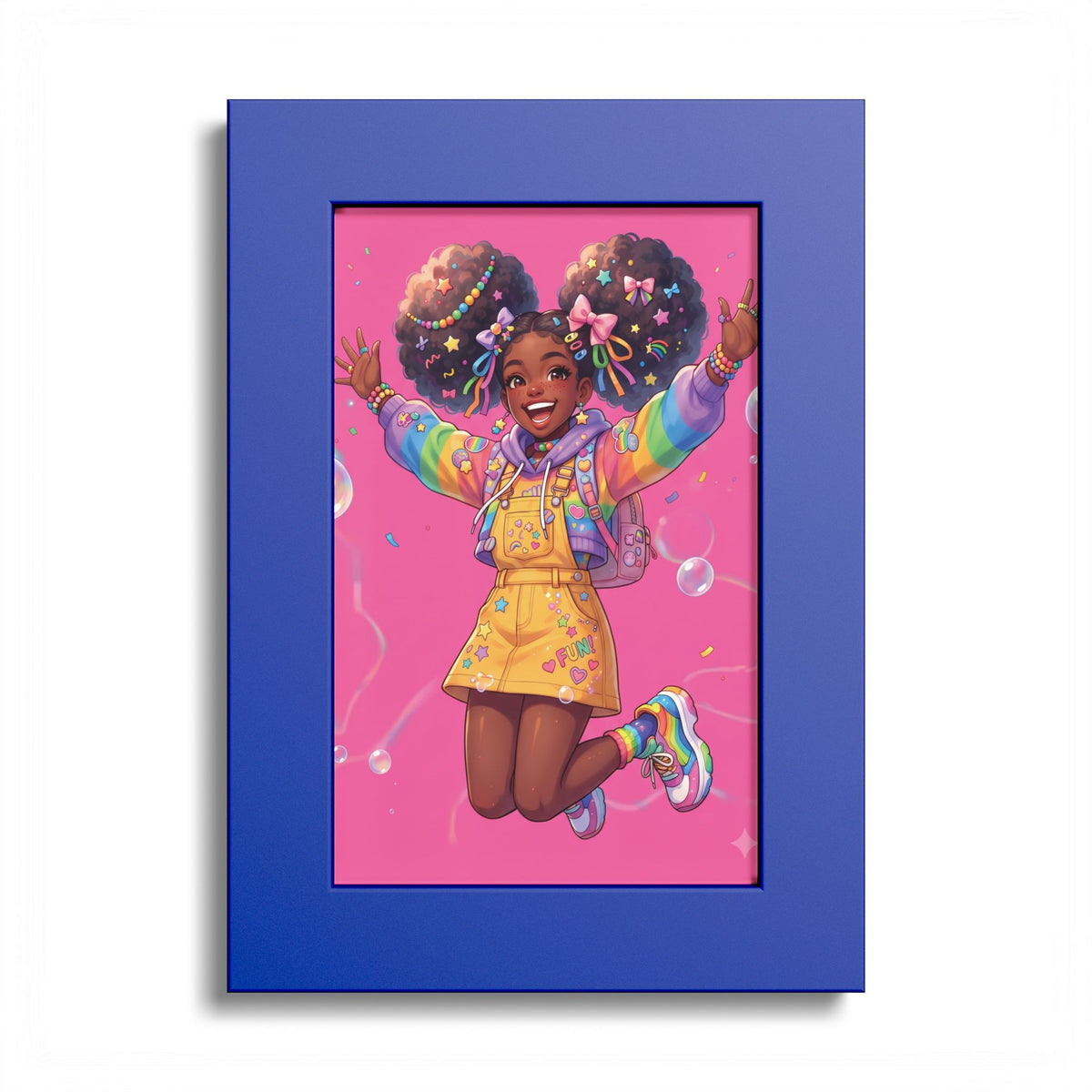 Colorful Black Anime Girl Poster — Vibrant Afrocentric Wall Art Print