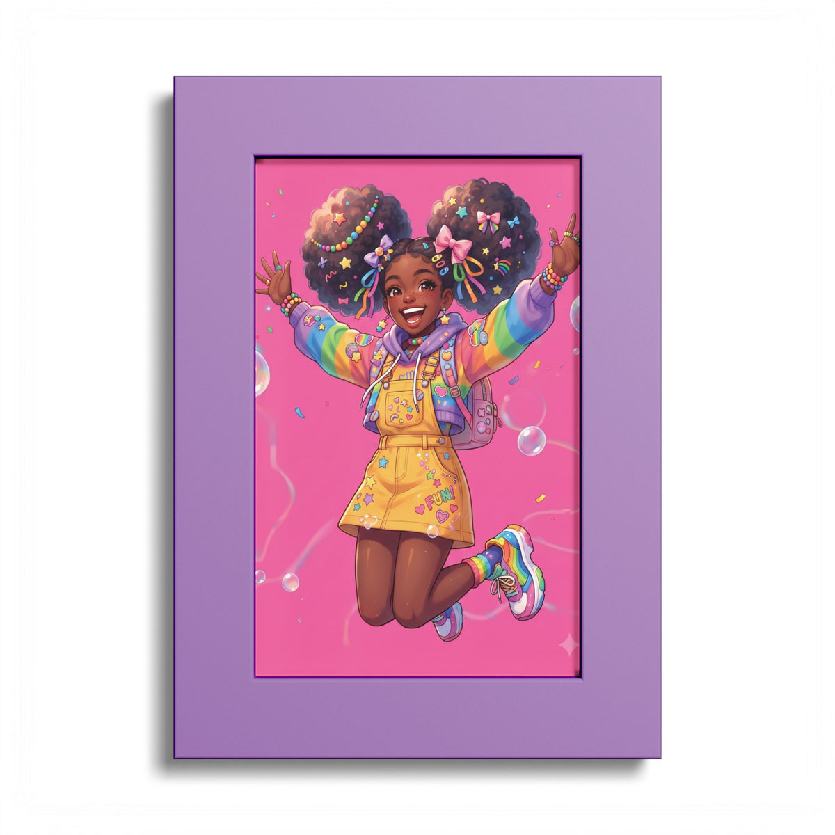 Colorful Black Anime Girl Poster — Vibrant Afrocentric Wall Art Print