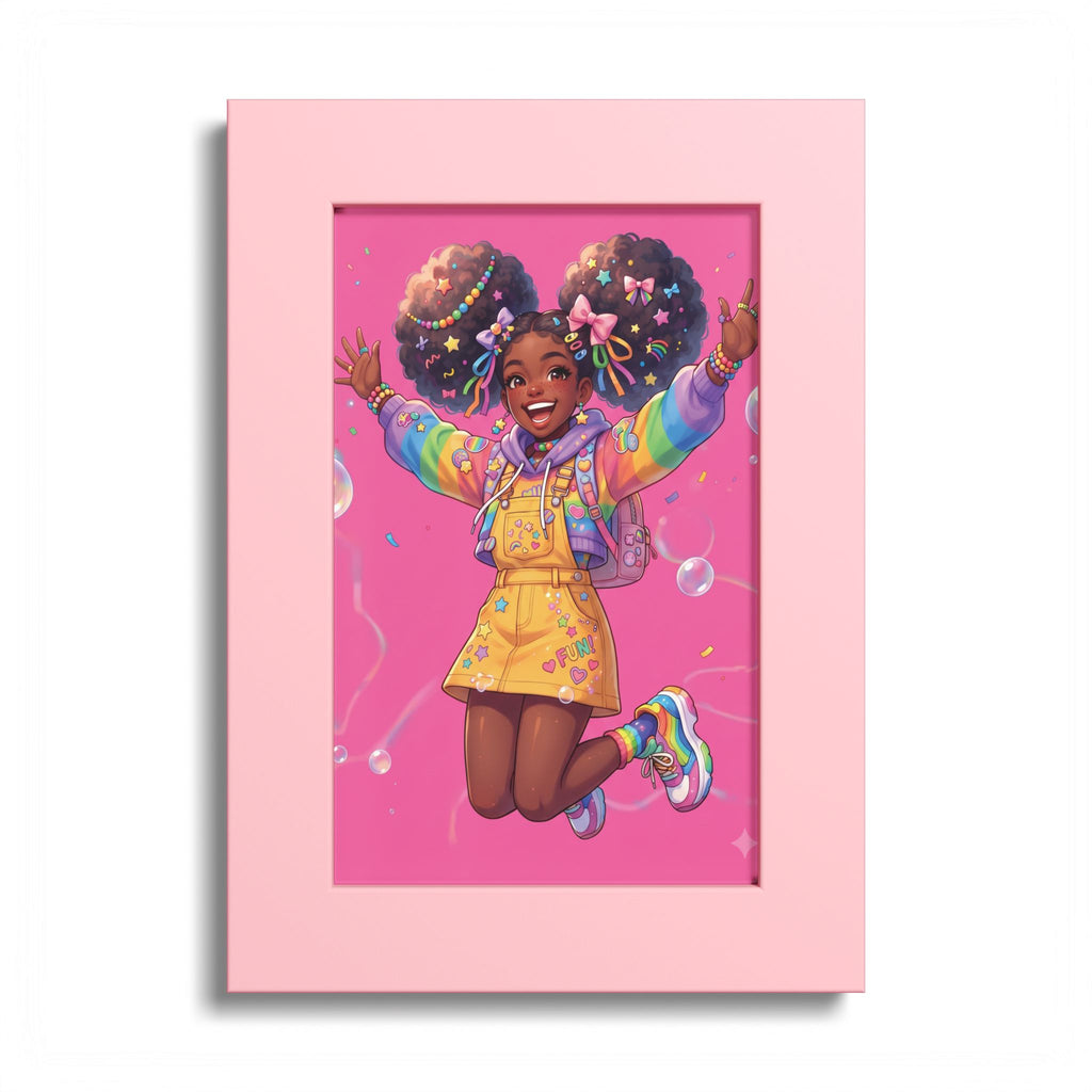 Colorful Black Anime Girl Poster — Vibrant Afrocentric Wall Art Print
