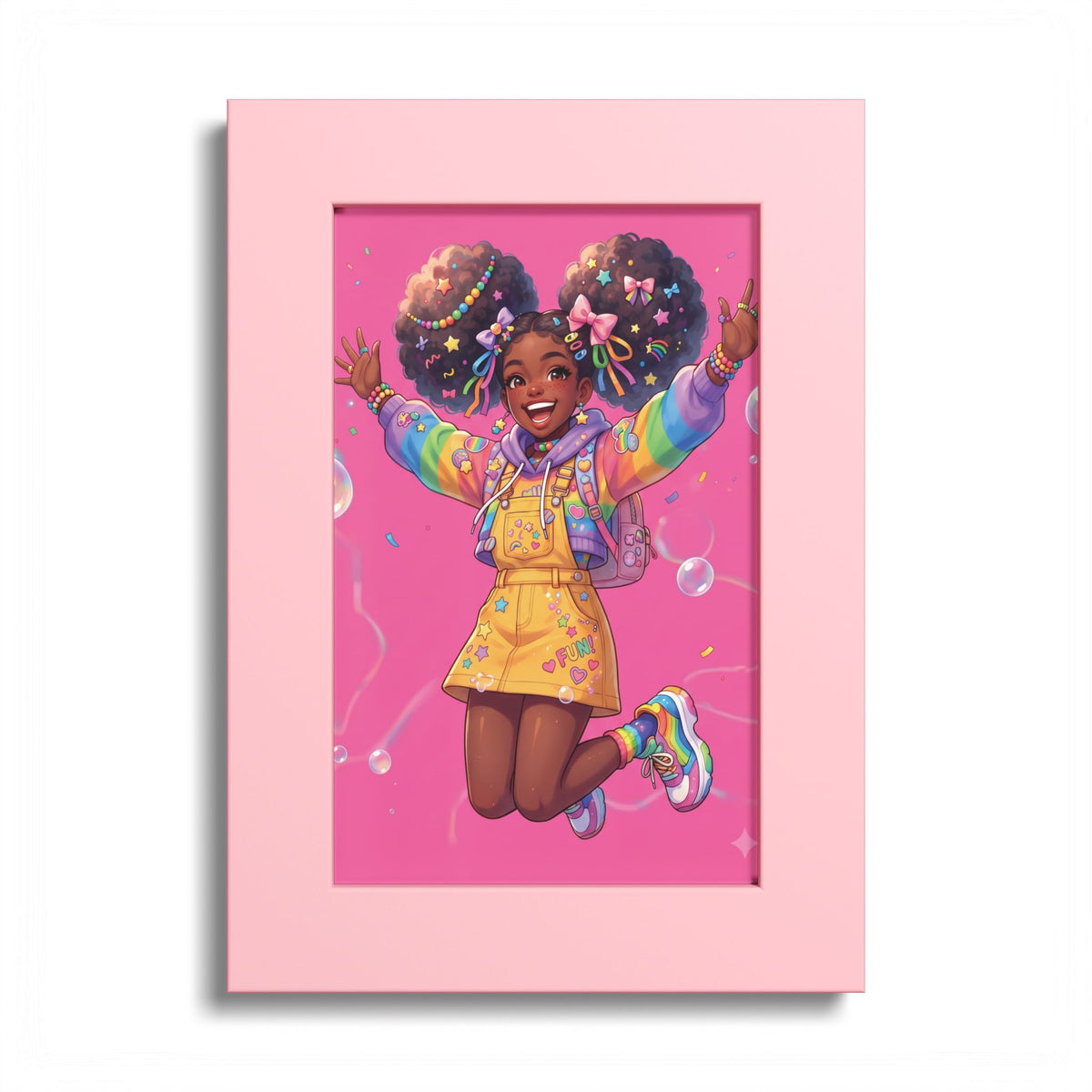 Colorful Black Anime Girl Poster — Vibrant Afrocentric Wall Art Print