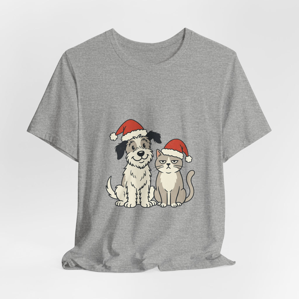 Christmas Dog and Cat Tee — Festive Pets Holiday T-Shirt