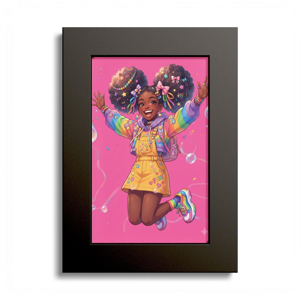 Colorful Black Anime Girl Poster — Vibrant Afrocentric Wall Art Print